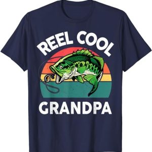 T-shirt-with-Reel-Cool-Grandpa-bass-fish-design-a-fun-Father's-Day-gift