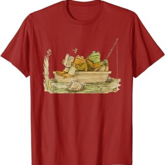 T-shirt-with-vintage-frog-reading-book-design,-ideal-for-book-loving-anglers