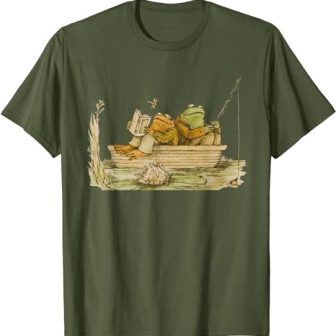 T-shirt-with-vintage-frog-reading-book-design,-ideal-for-book-loving-anglers