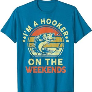 t-shirt-with-Hooker-On-Weekends-text-ideal-for-dads-who-enjoy-fishing-and-a-good-joke